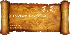 Blondner Rovéna névjegykártya